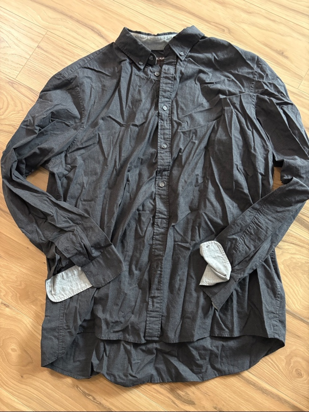 Men's Lightweight Charcoal Button-Up Shirt Jacket